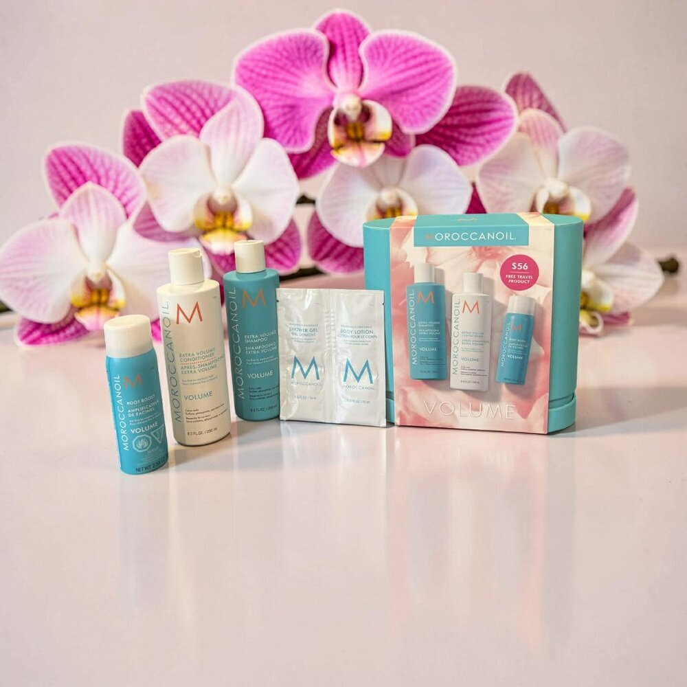 Moroccanoil Volume Set Shampoo Conditioner Root Boost Body Lotion Shower Gel
